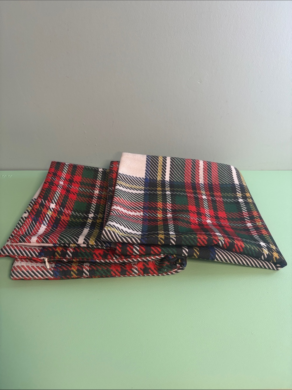 Hofdeco Holiday Decorative Throw Pillow Cover Only Set of 2,Tartan Plaid Pattern